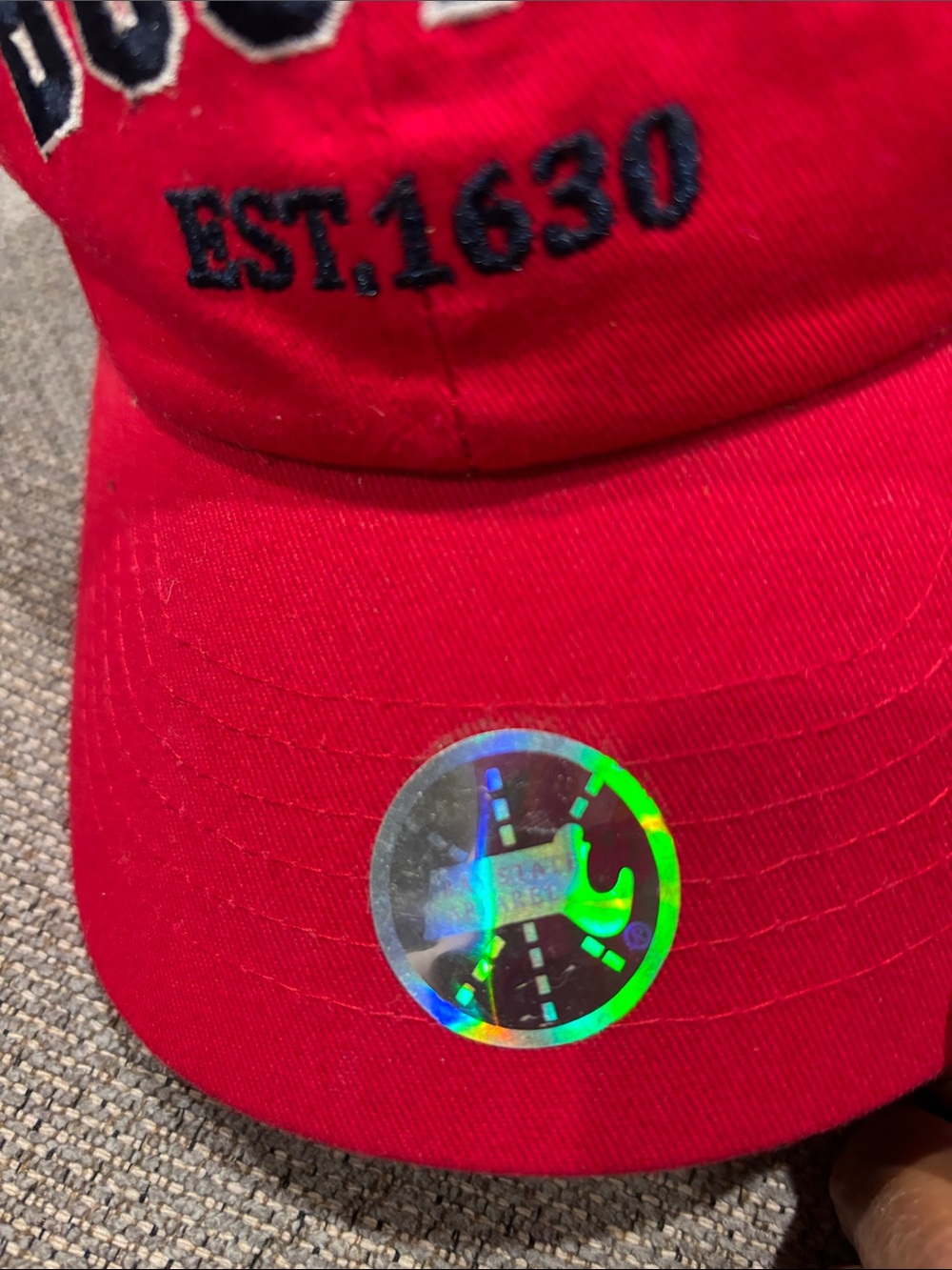 Boston Red Embroidered Baseball Cap - Picture 2 of 10